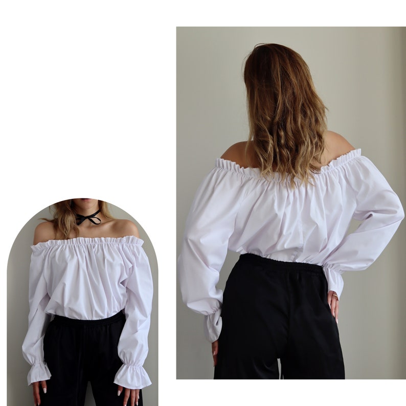 Renaissance Blouse Sewing Pattern, Romantic Off-Shoulder Top, XXS XXL, A0, A4 & US-Letter Detailed Instruction image 4