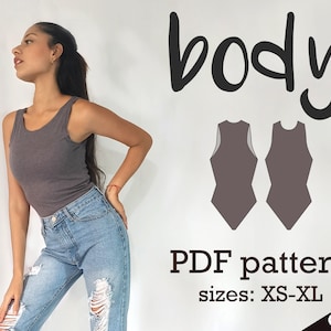 Tank top bodysuit pattern | XS-XL | Instant Download | Easy Digital PDF | Bodysuit Sewing Pattern | Tank top sewing pattern | sew bodysuit