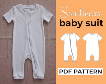 Baby Bodysuit Sewing Pattern | Baby Onesie Romper Pattern | Pattern + Detailed Illustrated Instruction | 0-3M to 2-3Y | A0, A4 & US Letter