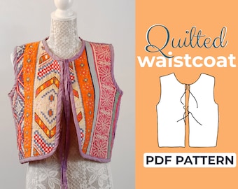 Naaipatroon gewatteerd hemd, patroon striksluiting voorkant, XXS - XXL, A0, A4 en US-Letter + gedetailleerde geïllustreerde tutorial