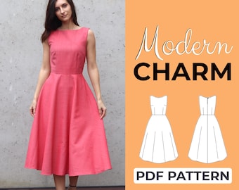 Sleeveless Fitted Dress Sewing Pattern | Garden Dress Pattern | Pattern + Detailed Illustrated Instruction | XXS - 7XL | A0, A4 & US-Letter