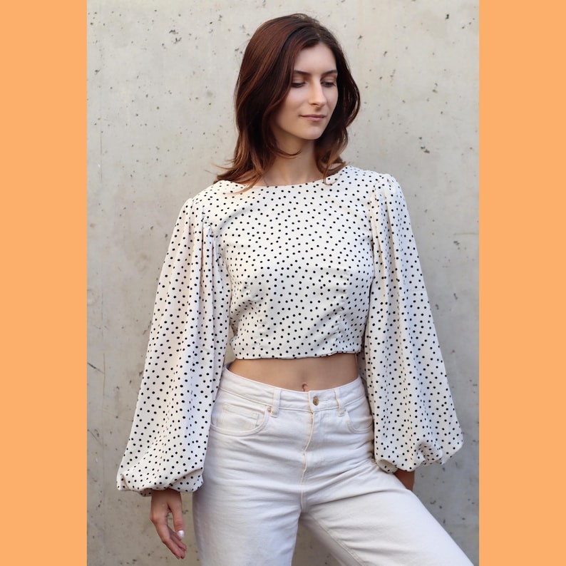 Bishop Sleeve Wrap Top Sewing Pattern | Peasant Blouse | Easy Beginner ...