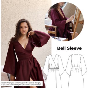 Bell Sleeve Sewing Pattern, Easy Pattern in A0, A4 & US-Letter Version Detailed Instruction, XXS XXL image 2