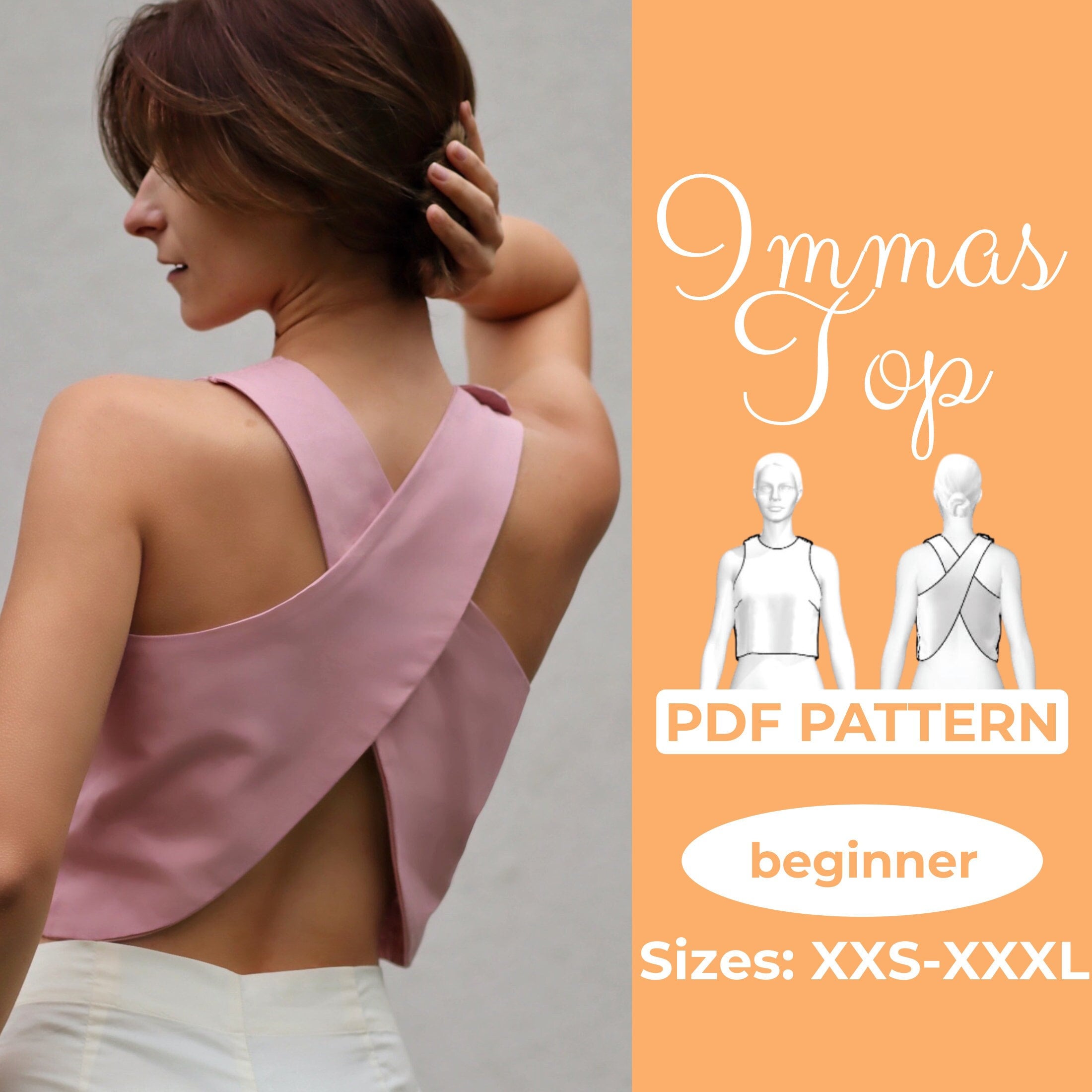 Cross Wrap Halter Top PDF Sewing Pattern Sizes: XS - XXXXL / 2 - 30 -  instant download!