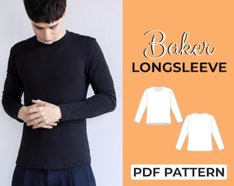 Crewneck Sweatshirt Sewing Pattern | Men’s Long Sleeve | Easy Beginner Pattern + Easy Illustrated Tutorial | XXS - 7XL | A0, A4 & US Letter