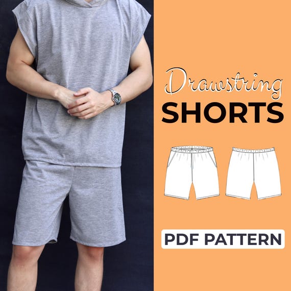 Drawstring Shorts Sewing Pattern | Sweat Shorts Pattern | Easy Beginner Pattern + Easy Illustrated Tutorial | XS - XXXL | A0, A4 & US Letter