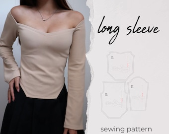 Langarm Shirt Schnittmuster - One Shoulder Top Schnittmuster - Langarm Schnittmuster - Easy Dress Schnittmuster - Bodysuit Schnittmuster PDF