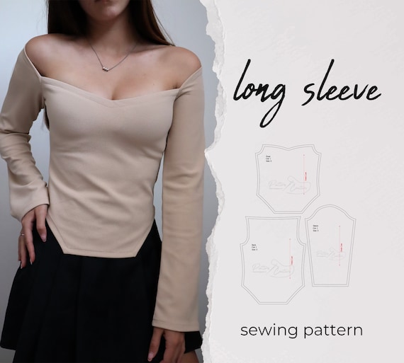 Crop Top Pattern, Long Sleeve Top Sewing Pattern