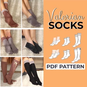 Patrón de costura para calcetines / Calcetines tobilleros, calcetines largos / Patrón fácil para principiantes + Tutorial ilustrado fácil / Tallas 38-40 / A0, A4 y tamaño carta de EE. UU.