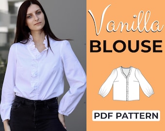 Long Sleeve Blouse Sewing Pattern | Victorian Blouse | Easy Beginner Pattern + Easy Illustrated Tutorial | XXS - 7XL | A0, A4 & US Letter