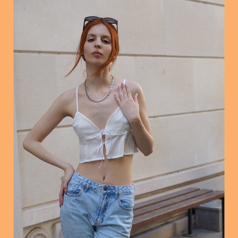 Crop Lace Top Sewing Pattern | Y2K Tank Top Pattern | Easy Beginner Pattern + Easy Illustrated Tutorial | XXS - XXXL | A0, A4 & US-Letter image 4
