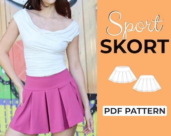 Mini Skort Sewing Pattern | Pleated Skirt Pattern | Pattern + Detailed Illustrated Instructions | XXS - 7XL | A0, A4 & US-Letter