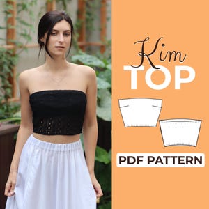 Padrão de costura de top tubinho | Top feminino sem alças | Padrão fácil para iniciantes + Tutorial ilustrado fácil | XXS - XXXL | A0, A4 e US Letter