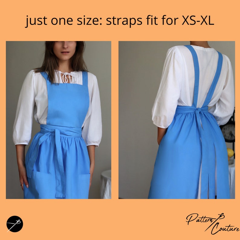 Apron Sewing Pattern Vintage Pinafore Cottage Dress Pattern Easy Apron Pattern PDF Download A0, A4, US-Letter image 2