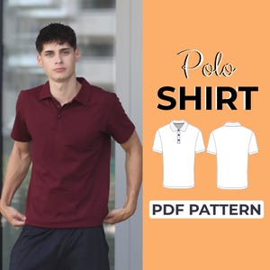 Patrón de costura para polo / Polo de verano para hombre / Patrón de costura + Instrucciones ilustradas detalladas / XXS - XXXL / A0, A4 y tamaño carta de EE. UU.