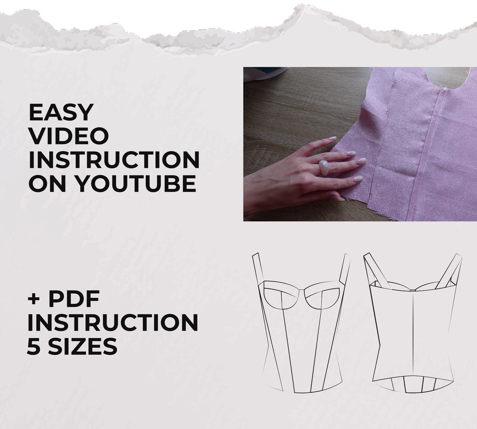 Corset Top Sewing Pattern | XS-XL | Bustier Dress Pattern PDF | Bodice ...