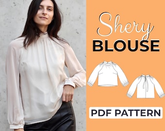 Long Sleeve Blouse Sewing Pattern | Ruffle Blouse | Pattern + Detailed Illustration Instruction | XXS - XXXL | A0, A4 & US-Letter