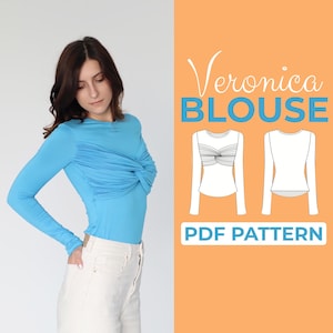 Patrón de costura de blusa de manga larga / Blusa eduardiana / Patrón fácil para principiantes + Tutorial ilustrado fácil / XXS - XXXL / A0, A4 y carta de EE. UU.