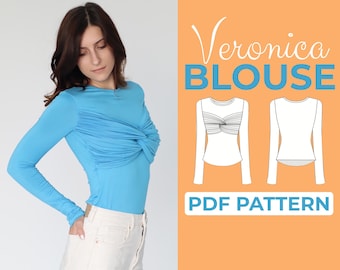 Long Sleeve Blouse Sewing Pattern | Easy Beginner Pattern + Easy Illustrated Tutorial | XXS - XXXL | A0, A4 & US Letter