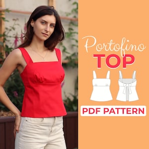 Patrón de costura de blusa sin mangas / Blusa de verano sin mangas / Patrón + Instrucciones detalladas con ilustraciones / XXS - XXXL / A0, A4 y carta de EE. UU.
