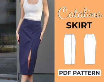 Pencil Slit Skirt Sewing Pattern | Midi Skirt Pattern | Pattern + Detailed Illustrated Instruction | XXS - 7XL | A0, A4 & US-Letter