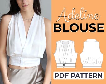 Sleeveless Blouse Sewing Pattern | V Neck Blouse Pattern | Pattern + Detailed Illustration Instruction | XXS - 7XL | A0, A4 & US-Letter