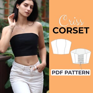 Patrón de costura para corsé / Patrón para corpiño de tubo / Patrón + instrucciones ilustradas detalladas / XXS - XXL / A0, A4 y carta estadounidense