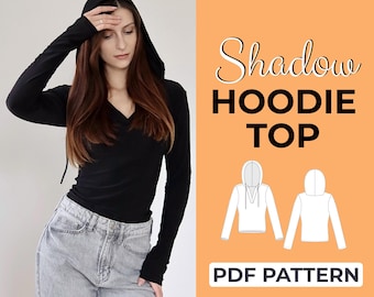 Long Sleeve Cropped Hoodie Sewing Pattern Jacket | Easy Beginner Pattern + Easy Illustrated Tutorial | XXS - 7XL | A0, A4 & US Letter