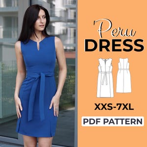 Bodice Dress Sewing Pattern | Fitted Sleeveless Midi Dress | Pattern + Detailed Illustrated Instruction | XXS - 7XL | A0, A4 & US-Letter