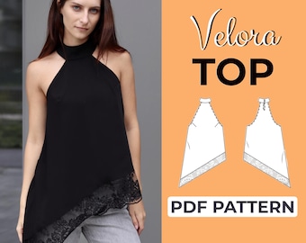 Halter Top Sewing Pattern | Summer Top Pattern | Easy Beginner Pattern + Easy Illustrated Tutorial | XXS - 7XL | A0, A4 & US Letter