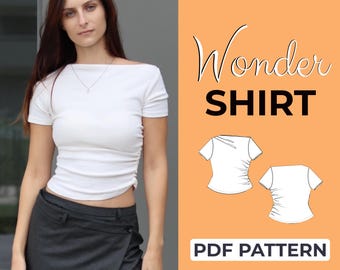 Fitted Top Sewing Pattern | Womens Asymmetric Top | Easy Beginner Pattern + Easy Illustrated Tutorial | XXS - 7XL | A0, A4 & US Letter