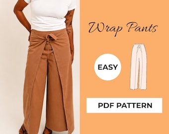 Palazzo Wrap Pants Sewing Pattern, Unbelievable Comfy and Easy Linen Wrap Pants, Palazzo Pants, Summer Wide Leg Pants Women, High Waisted