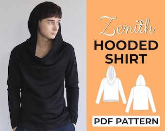 Cowl Hoodie Top Sewing Pattern | Jacket Sweater Pattern | Pattern + Detailed Illustrated Instruction | XXS - 7XL | A0, A4 & US-Letter