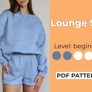 Loungewear Set Sewing Pattern Casual Long Sleeve Comfy Shorts XS-XL Detailed PDF Download A0, A4, Us Letter Size Video Tutorial image 1