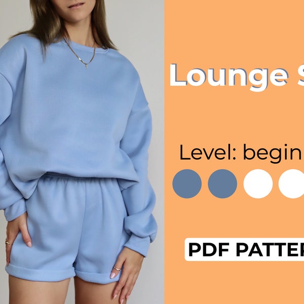 Loungewear Set Sewing Pattern | Casual Long Sleeve + Comfy Shorts | XS-XL | Detailed PDF Download A0, A4, Us Letter Size + Video Tutorial