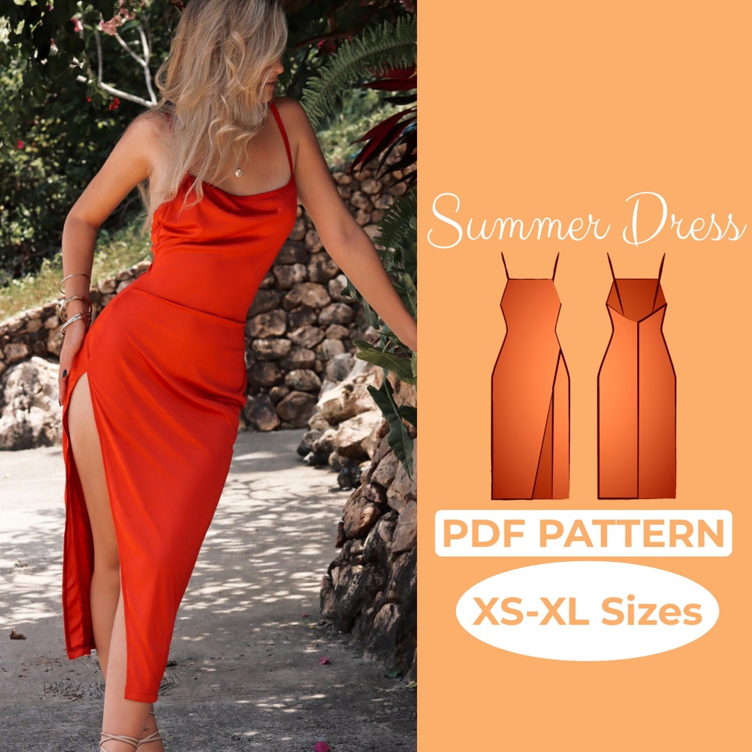 Patron de robe fendue à col bénitier en satin modèle de robe Etsy France