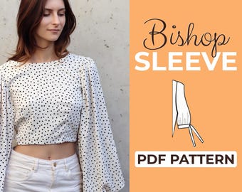 Bishop Sleeves Sewing Pattern, Lantern Sleeves, Easy Pattern in A0, A4 & US-Letter Version + Detailed Instruction, XXS - XXXL