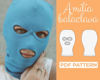 Balaclava Mask Sewing Pattern, Ski Mask Pattern, Winter Hat Pattern, Full Face Cover for Skiing, Shiesty Pattern, XXS - XXL, A4, A0 & Letter