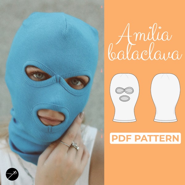 Balaclava Mask Sewing Pattern, Ski Mask Pattern, Winter Hat Pattern, Full Face Cover for Skiing, Shiesty Pattern, XXS - XXL, A4, A0 & Letter