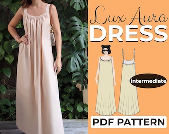 Flare Maxi Dress Sewing Pattern, XXS - XXL Tunic Dress, Tank Top Dress, Sleeveless Shirt, A4, A0 & US-Letter Pattern + Illustrated Tutorial