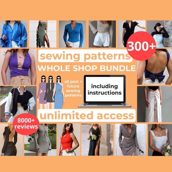 Whole Shop Bundle Sewing Patterns, Timeless Styles For Beginners And Beyond, A0, A4, USLetter Women PDF Patterns, Dress, Tops, Pants, Skirts