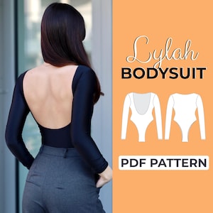Patrón de costura de body con espalda abierta / Patrón de leotardo / Patrón fácil para principiantes + Tutorial ilustrado fácil / XXS - XXXL / A0, A4 y tamaño carta de EE. UU.