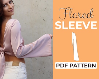 Flared Sleeve Sewing Pattern, Angel Sleeve, Bell Sleeves, Easy Pattern in A0, A4 & US-Letter Version + Detailed Instruction, XXS - XXXL