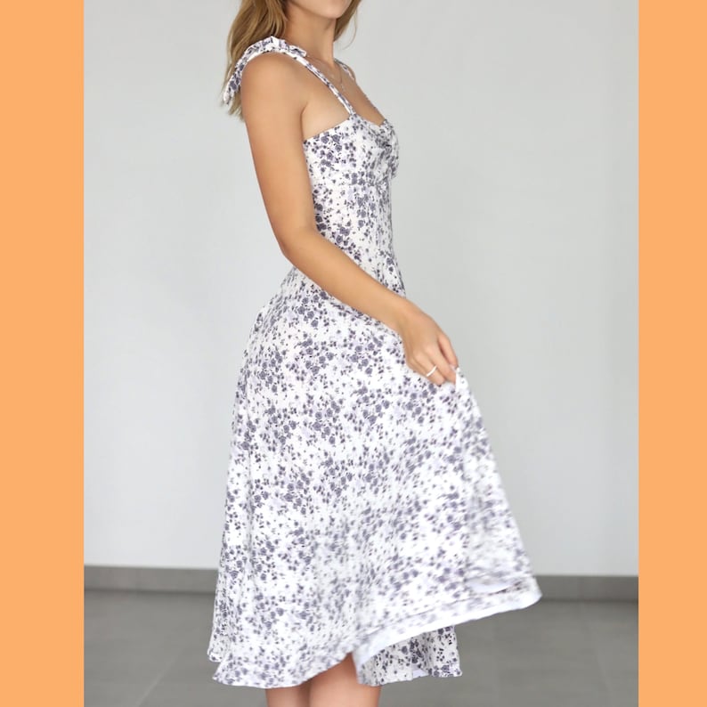 Milchmädchen Kleid Schnittmuster, Cottagecore Krawatte Kleid Schnittmuster, XXS XXXL Maxi Kleid, A4 A0 & US-Letter ausführlich bebilderte Anleitung Bild 3