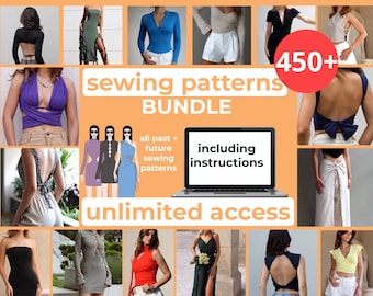 Whole Shop Bundle Sewing Patterns, Timeless Styles For Beginners And Beyond, A0, A4, USLetter Women PDF Patterns, Dress, Tops, Pants, Skirts
