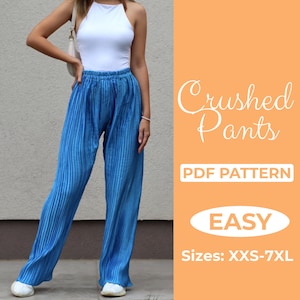High Waisted Wide Leg Pants Sewing Pattern, XXS - 7XL Beginner Sewing Pattern, A0, A4 & US-Letter + Easy Instruction