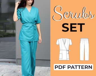 Scrubs Sewing Pattern | Medical Uniform Set | Nurse Scrubs | Pattern + Detailed Illustrated Instruction | XXS - 7XL | A0, A4 & US-Letter
