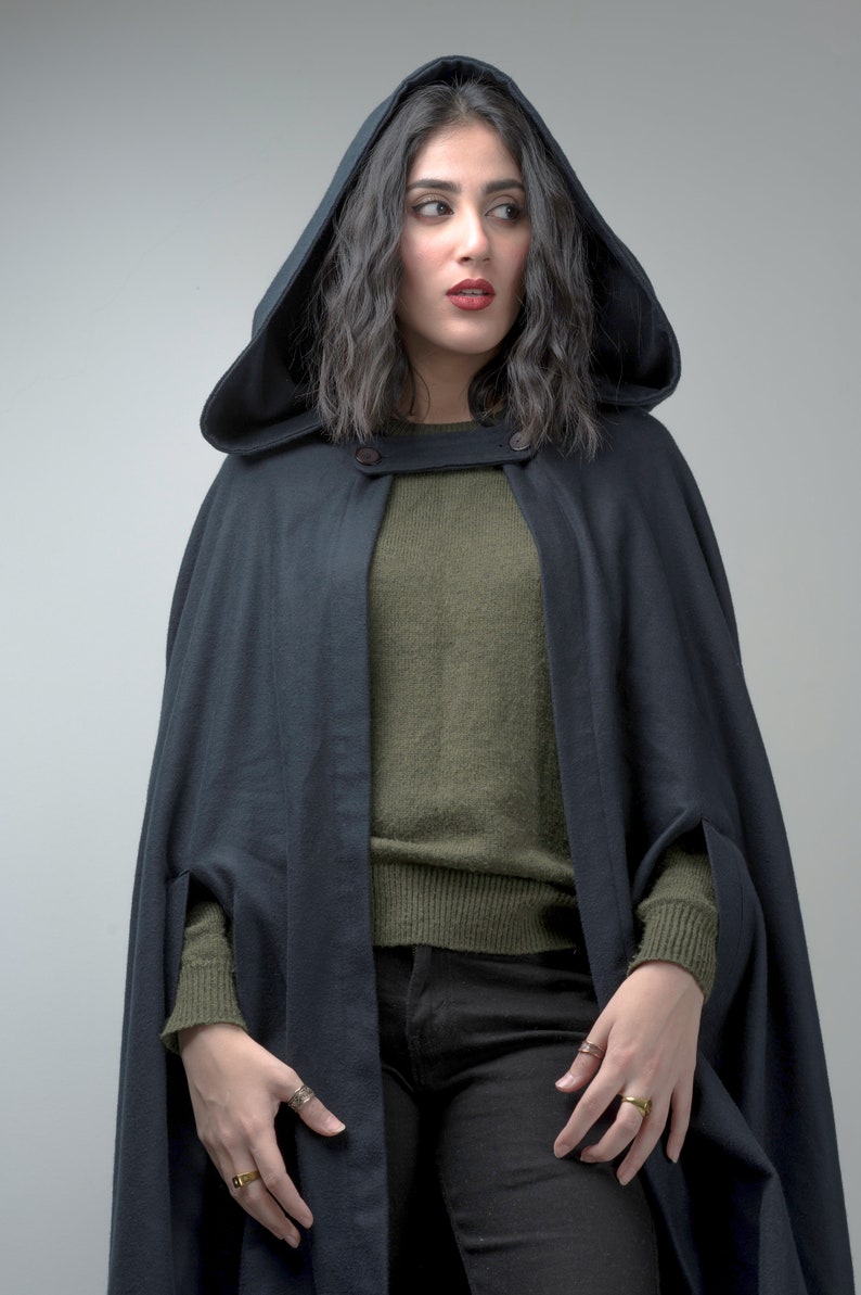 Cloak with Hood Sewing Pattern, Fantasy Carnival Costume, Elven Cape, Magical Gown, Halloween Sewing Project, Medieval Dress, Hooded Cloak image 2