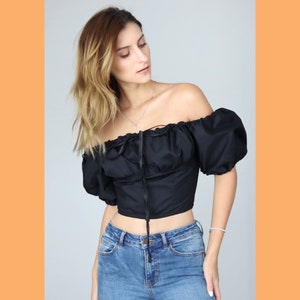 Milkmaid Top Sewing Pattern, Crop Top Pattern, Puff Sleeve Cottagecore Top, XXS - XXXL, A4 A0 & US-Letter + Detailed Illustrated Tutorial image 3