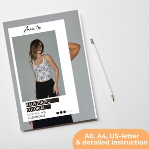 Milkmaid Top Sewing Pattern, Cottagecore Crop Top Pattern, Tie Strap Top, XXS - XXXL, A4 A0 & US-Letter + Detailed Illustrated Tutorial image 7